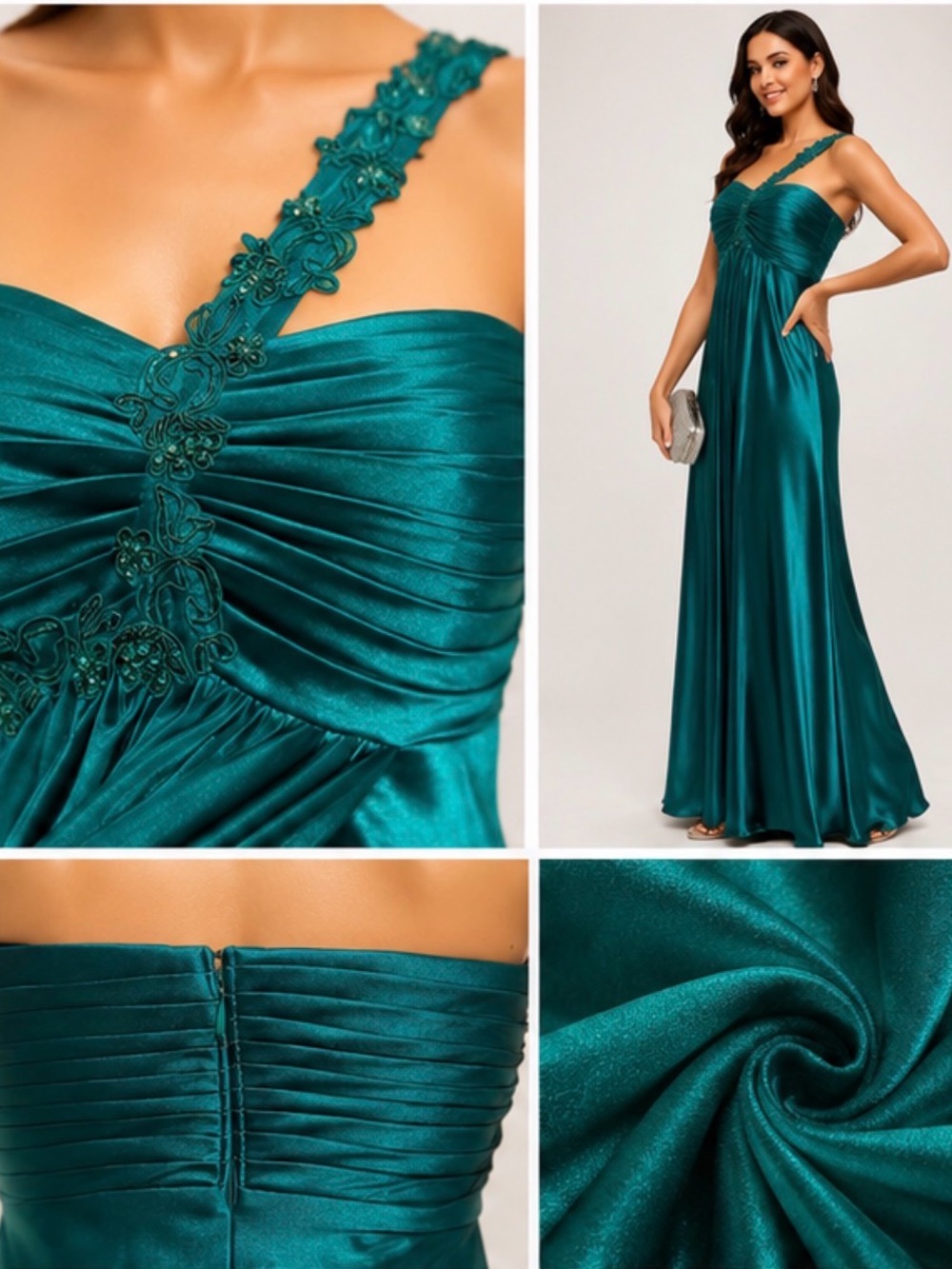 NWOT Satin Maxi Dress Green Size 5/6 - Picture 3 of 12